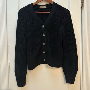 EUC Everlane Black Cotton Knit Cardigan - Medium